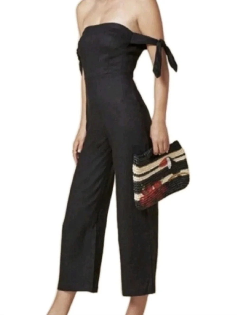 Reformation Jumpsuit Black Linen Wide Leg Size 4